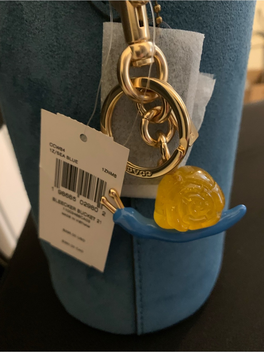 Bleeker Bucket 21 in Sea Blue with bonus charm - Picture 8 of 10
